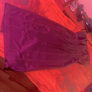 Strapless plum satin dress